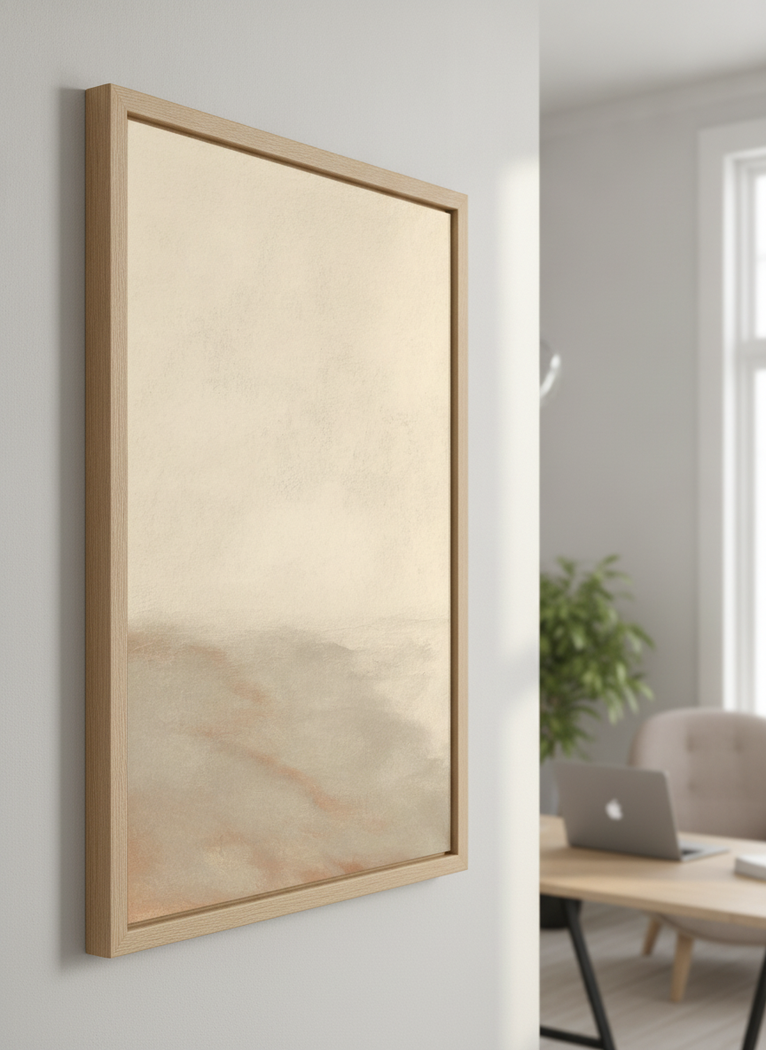 Contemporary wall art featured in a bright modern office workspace