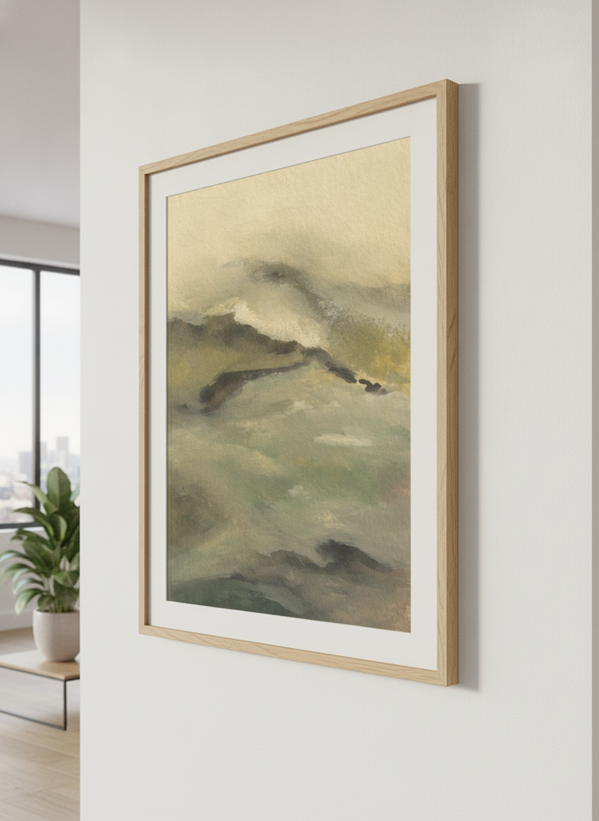 Contemporary wall art featured in a bright modern office workspace