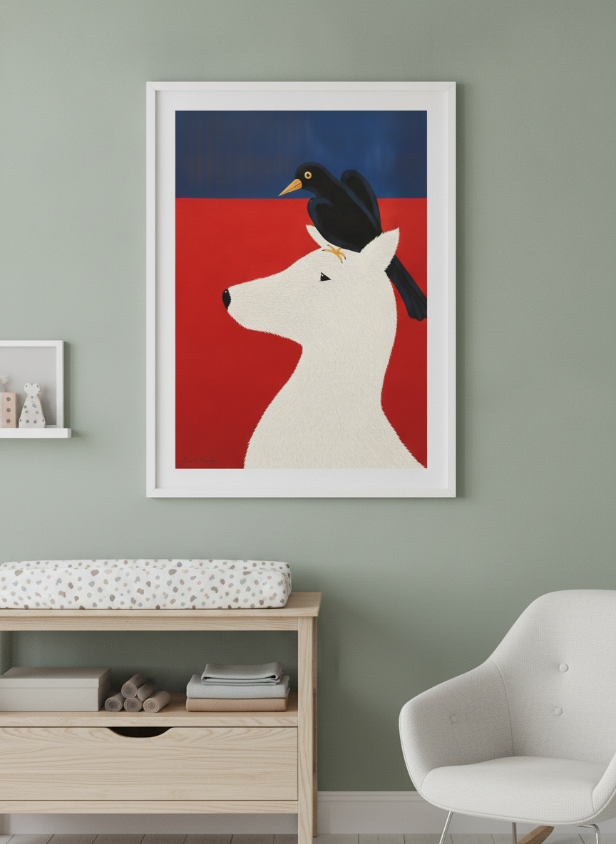 Soft neutral wall art styled in a serene nursery with pastel tones