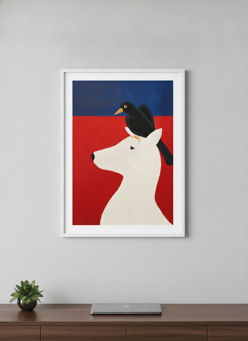Contemporary wall art featured in a bright modern office workspace