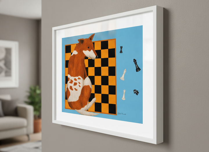 Modern wall art styled above a sofa in a neutral living room