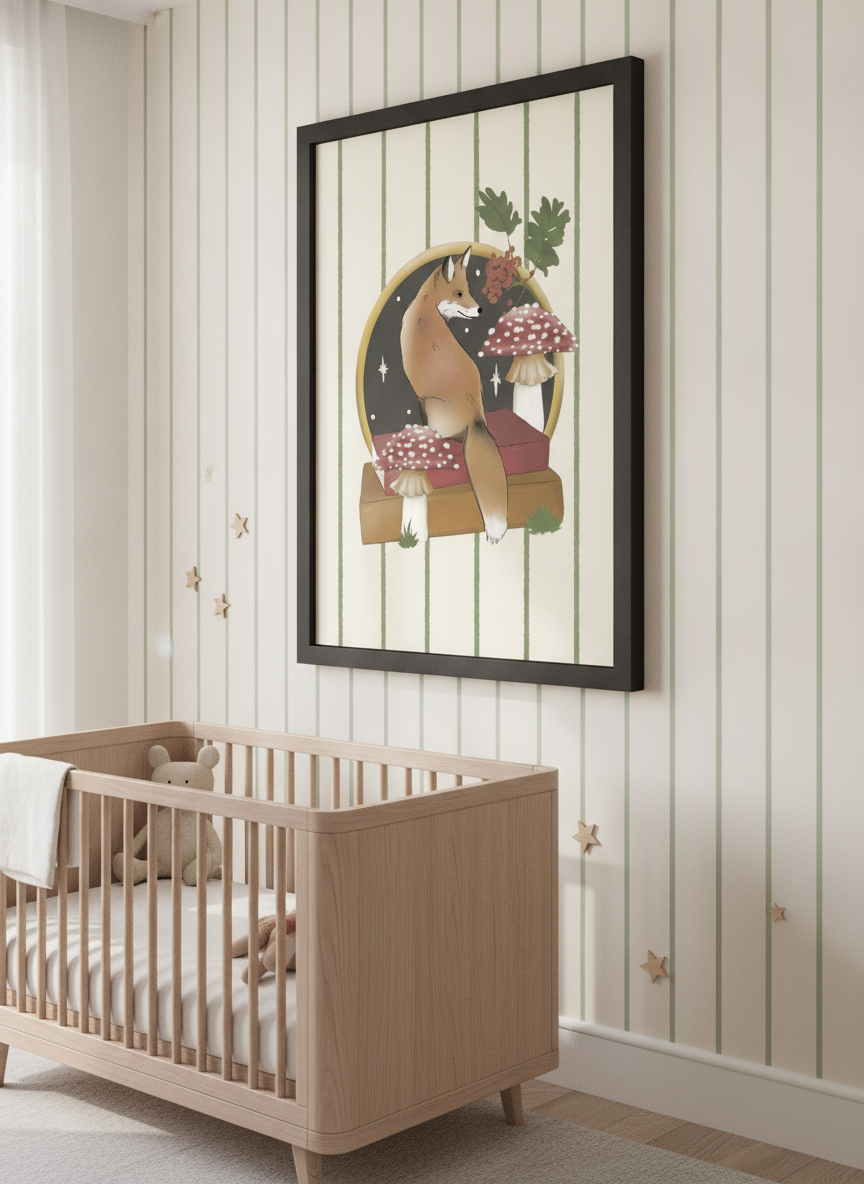 Soft neutral wall art styled in a serene nursery with pastel tones