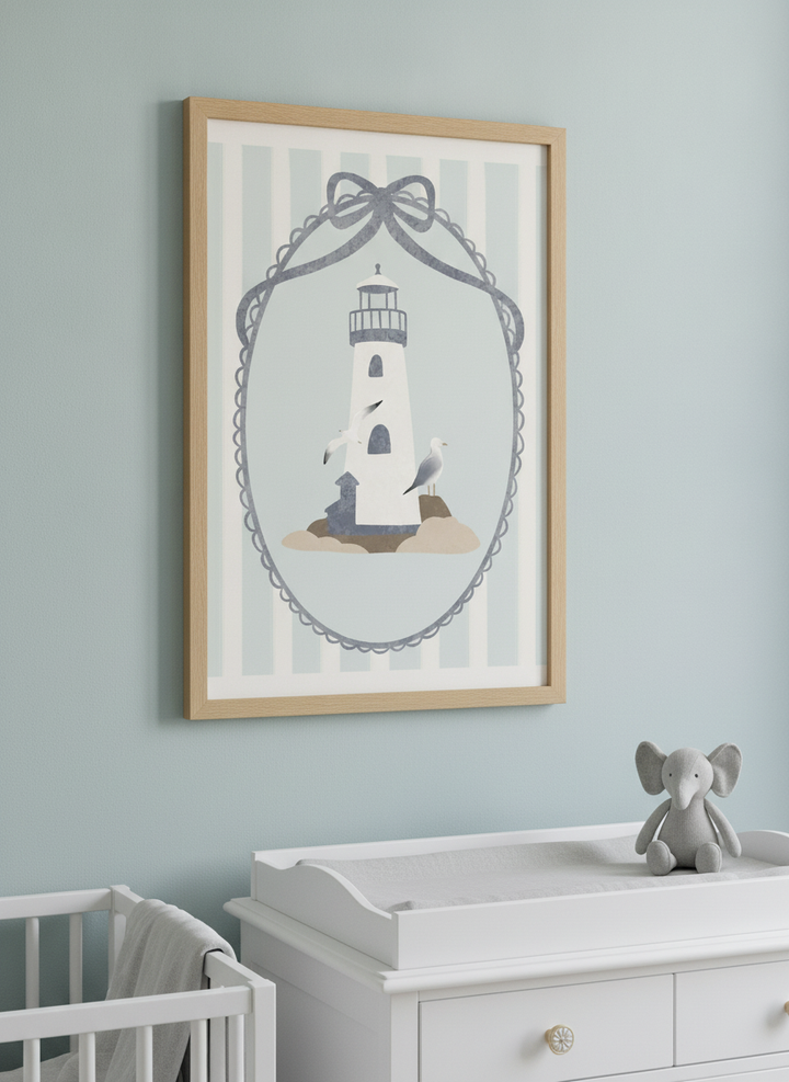 Soft neutral wall art styled in a serene nursery with pastel tones