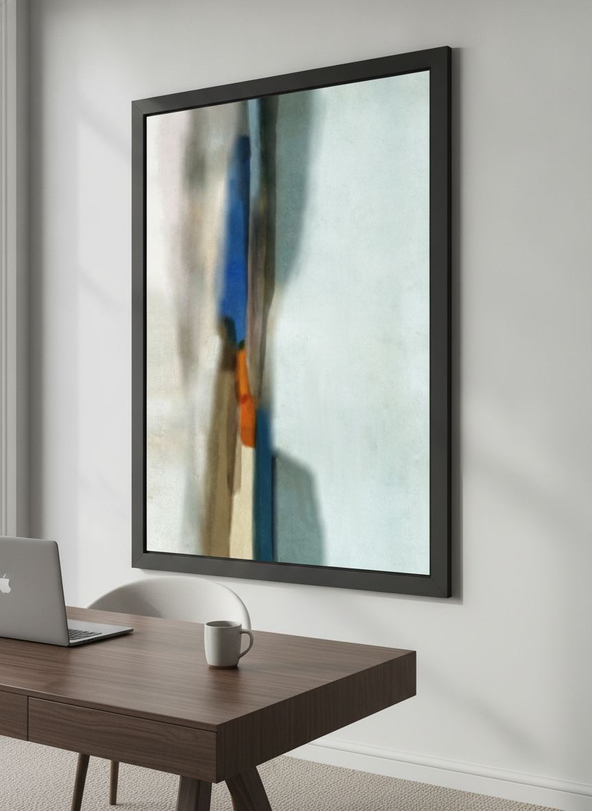 Contemporary wall art featured in a bright modern office workspace