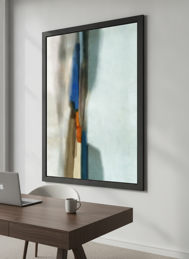Contemporary wall art featured in a bright modern office workspace