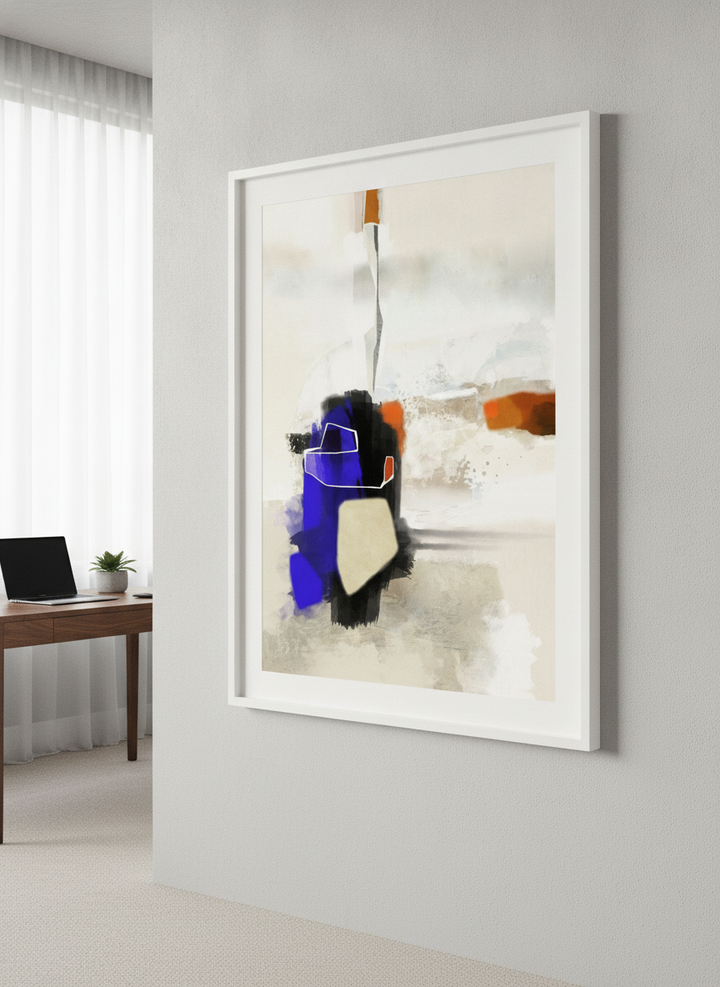 Contemporary wall art featured in a bright modern office workspace