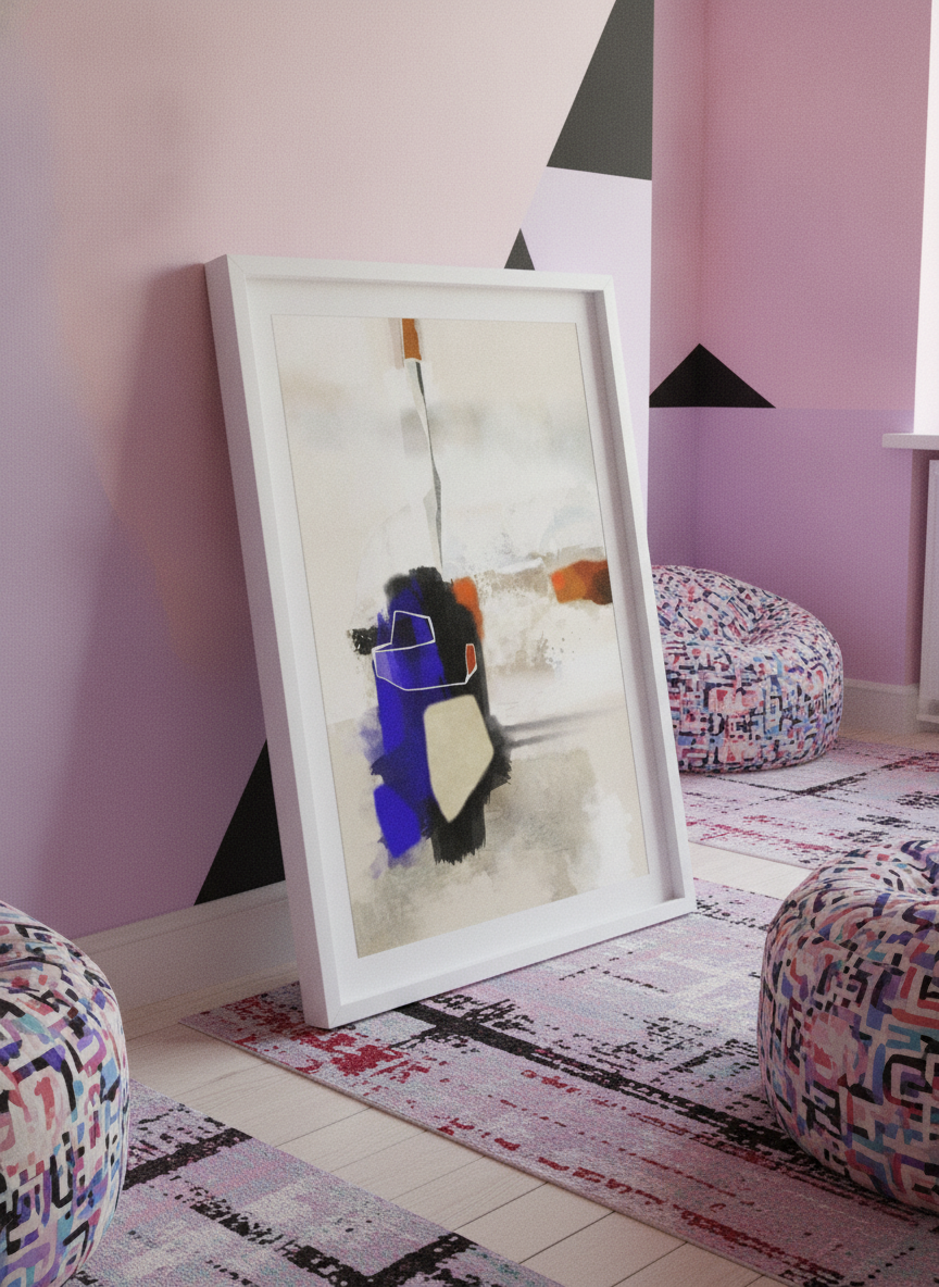 Bold wall art styled in a colourful, eclectic modern home