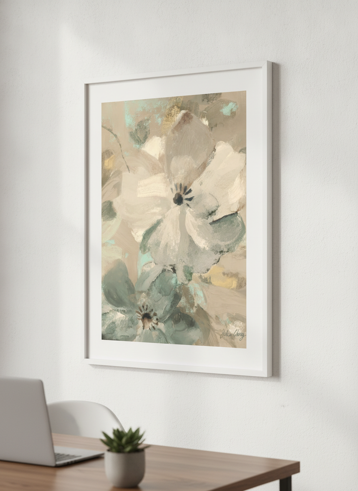 Contemporary wall art featured in a bright modern office workspace