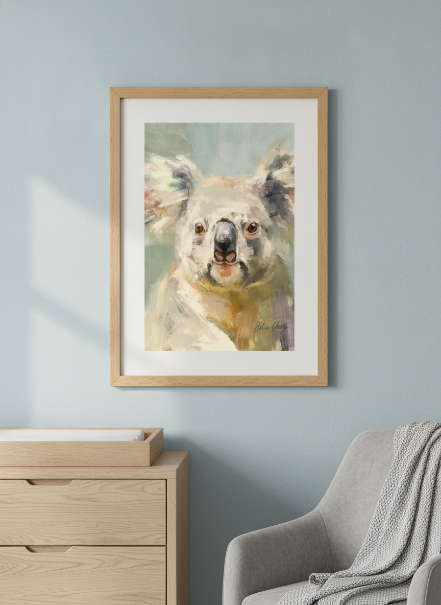 Soft neutral wall art styled in a serene nursery with pastel tones