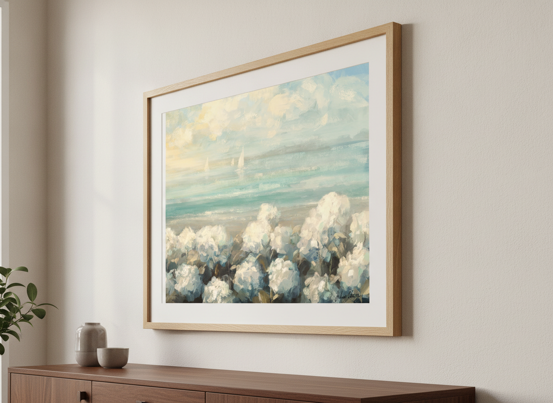 Wall art styled above a dining table in a contemporary home
