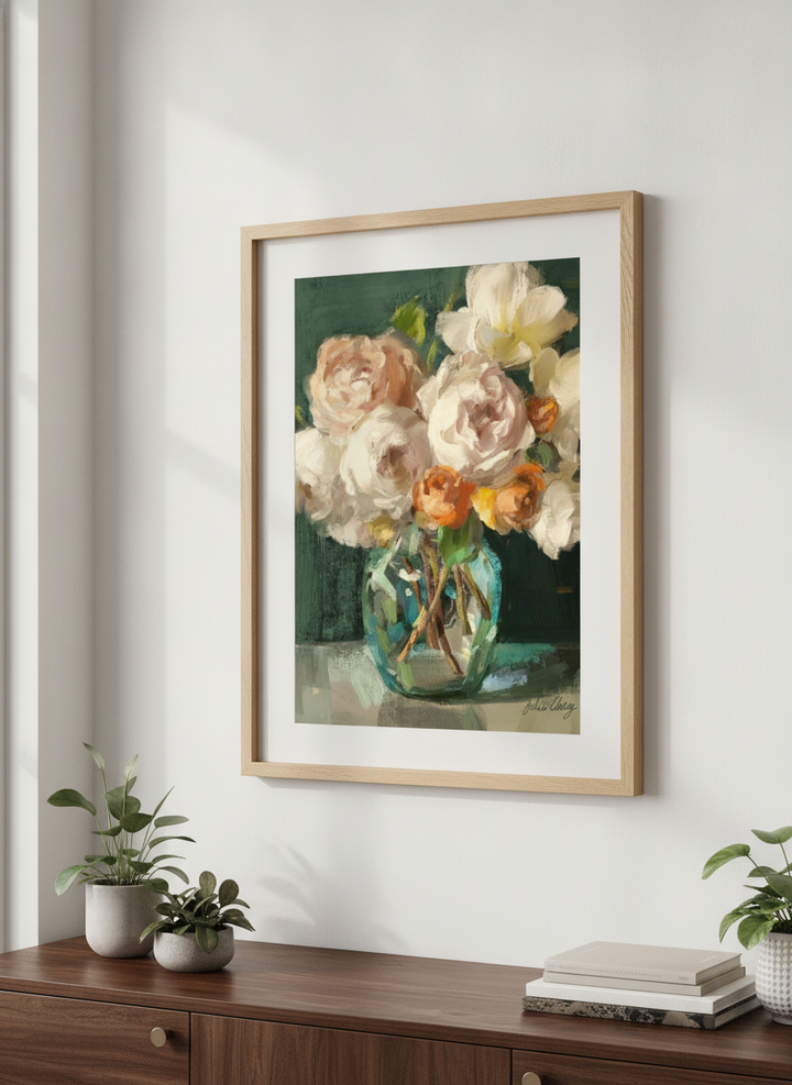 Contemporary wall art featured in a bright modern office workspace