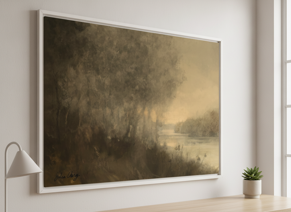 Contemporary wall art featured in a bright modern office workspace