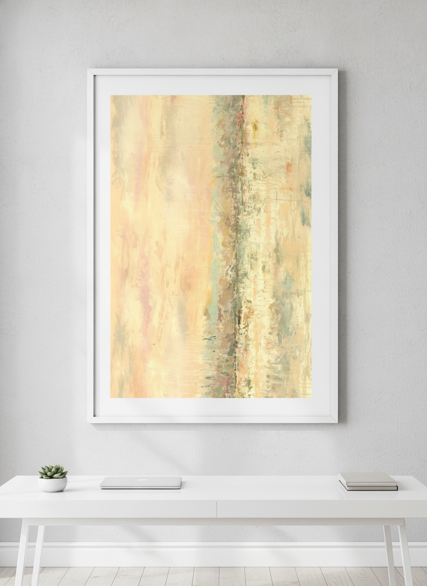 Contemporary wall art featured in a bright modern office workspace