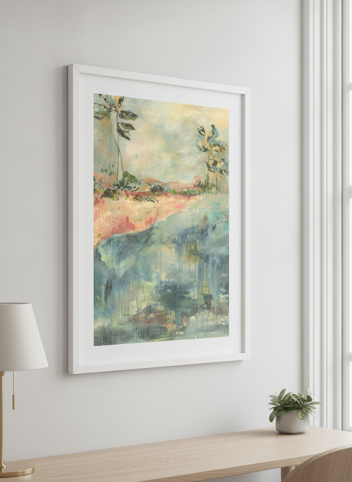 Contemporary wall art featured in a bright modern office workspace