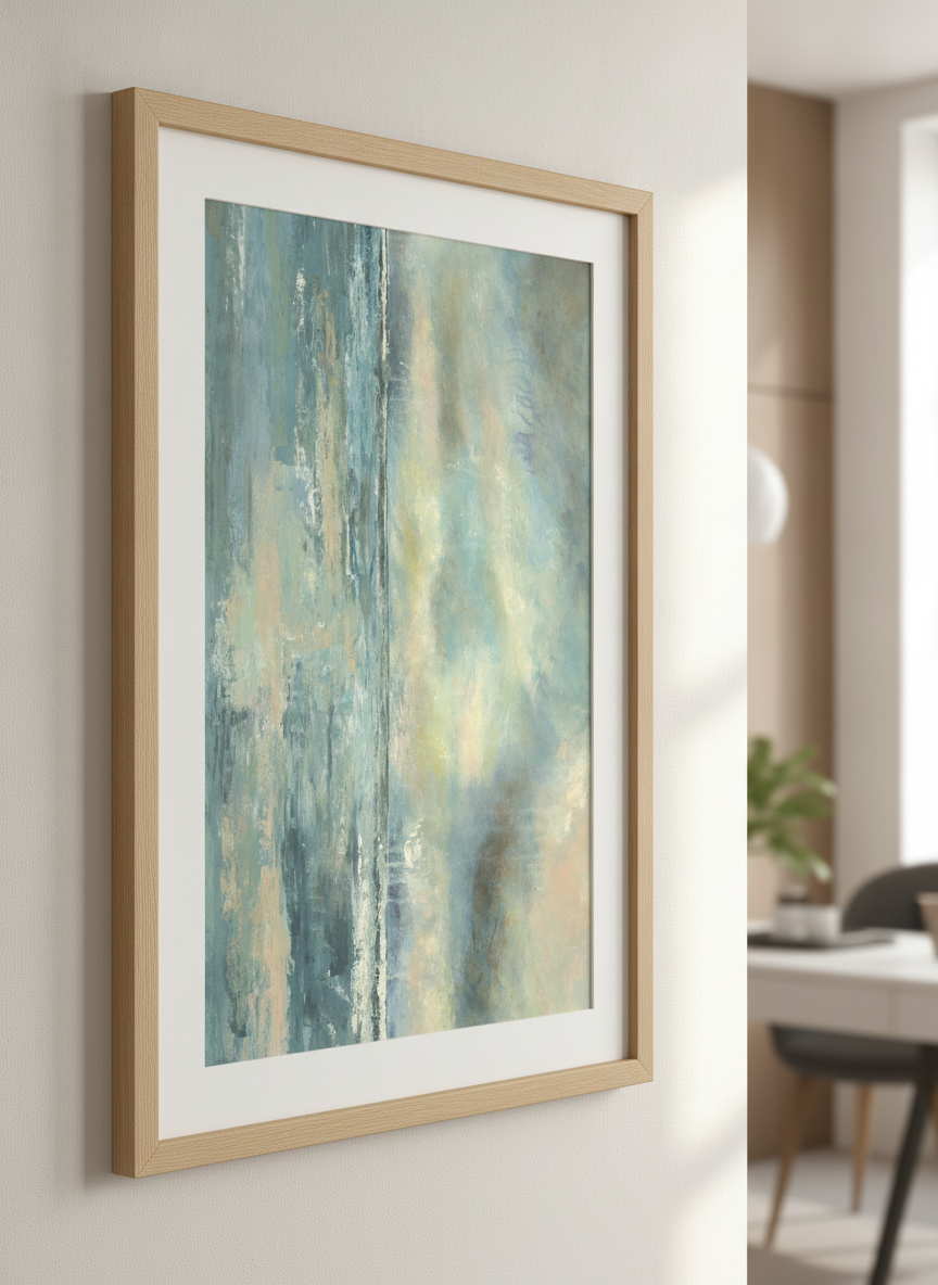 Contemporary wall art featured in a bright modern office workspace
