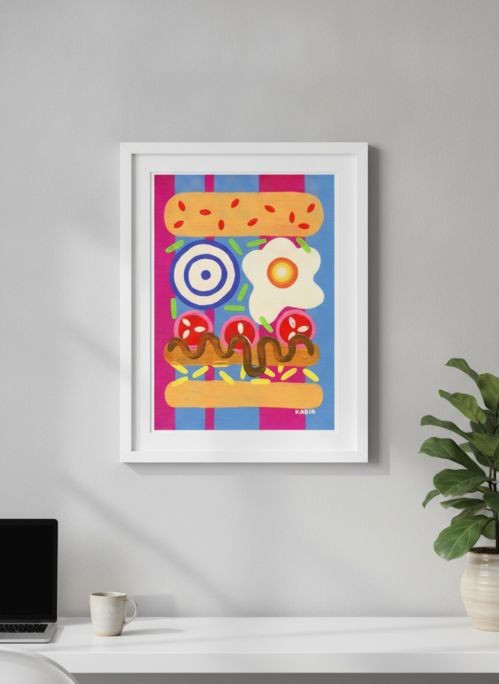 Contemporary wall art featured in a bright modern office workspace