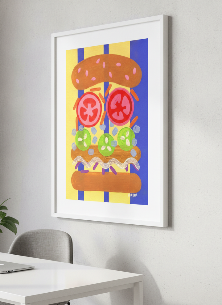 Contemporary wall art featured in a bright modern office workspace