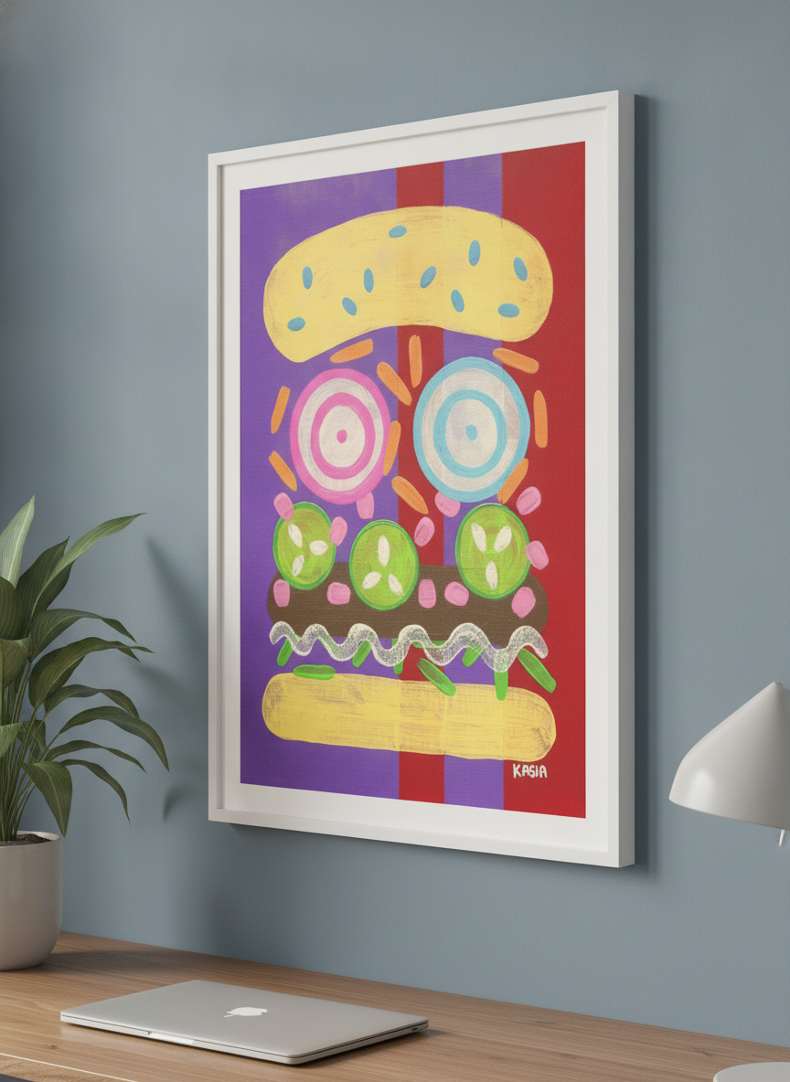 Contemporary wall art featured in a bright modern office workspace