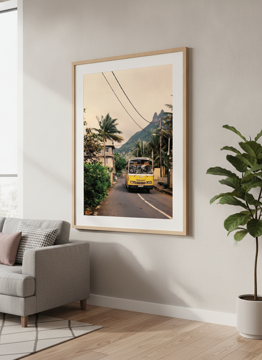 Modern wall art styled above a sofa in a neutral living room