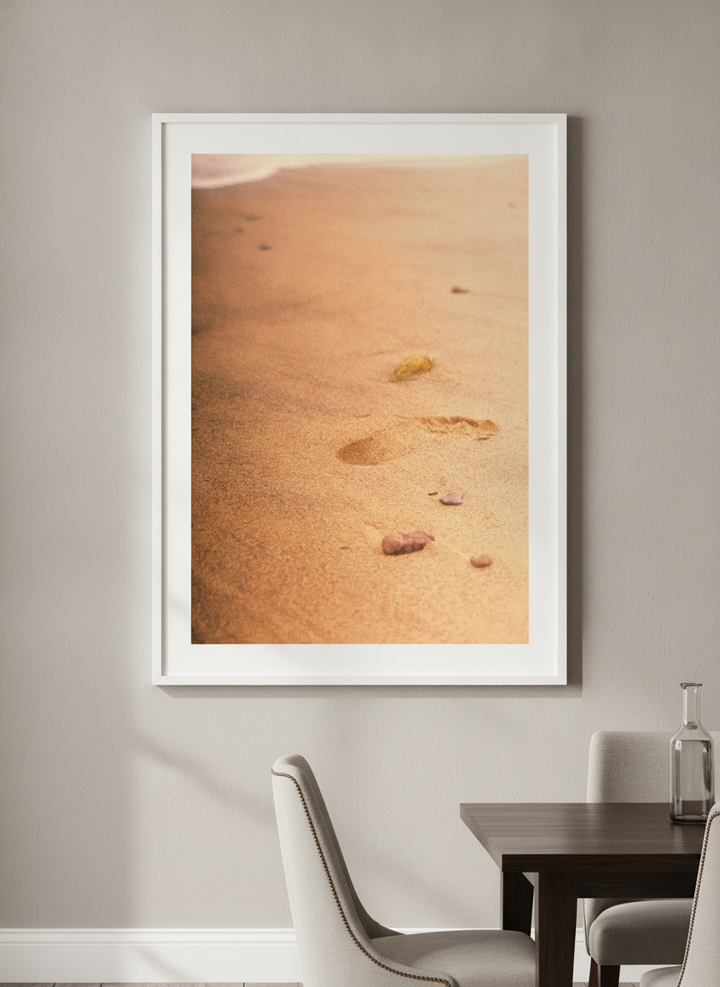 Wall art styled above a dining table in a contemporary home