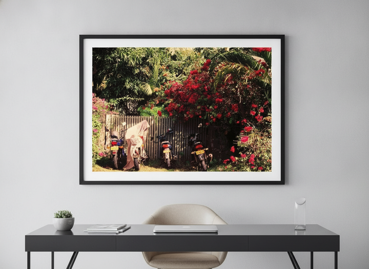 Contemporary wall art featured in a bright modern office workspace