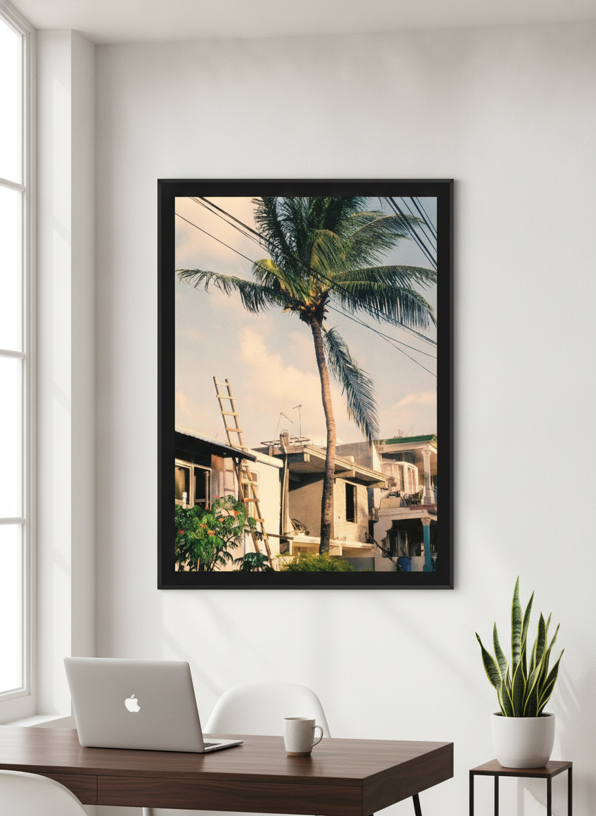 Contemporary wall art featured in a bright modern office workspace