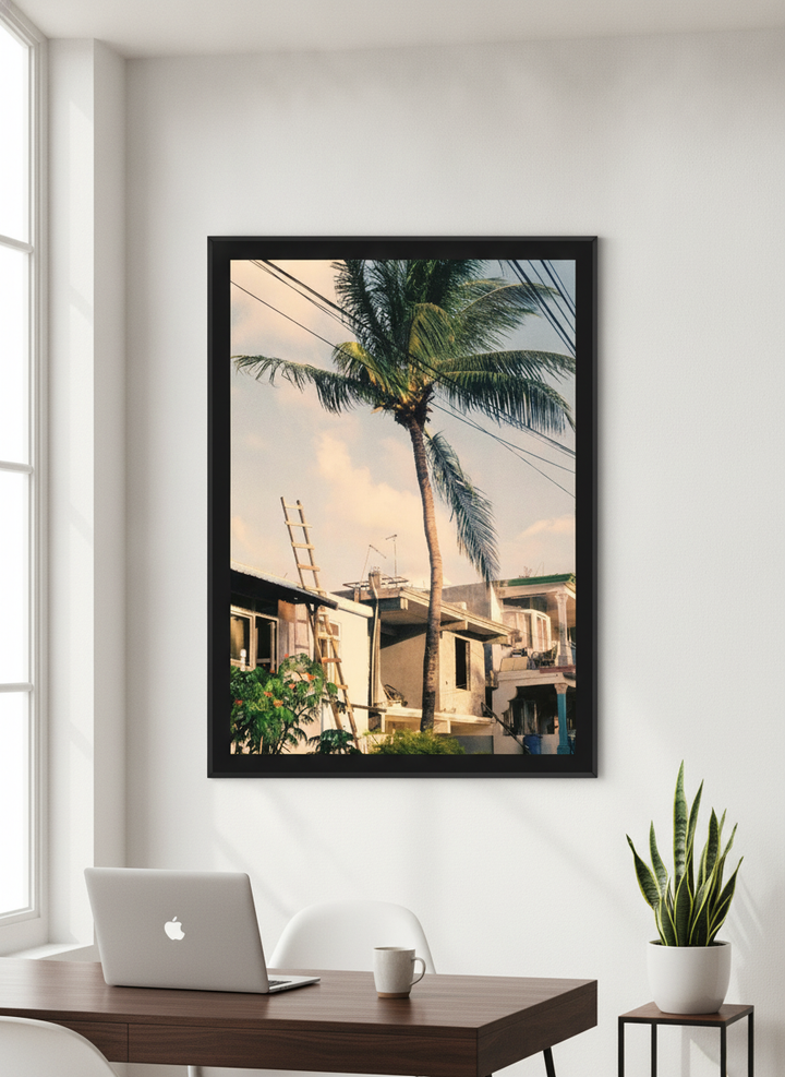 Contemporary wall art featured in a bright modern office workspace