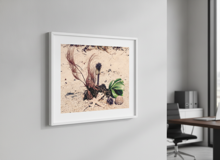 Contemporary wall art featured in a bright modern office workspace