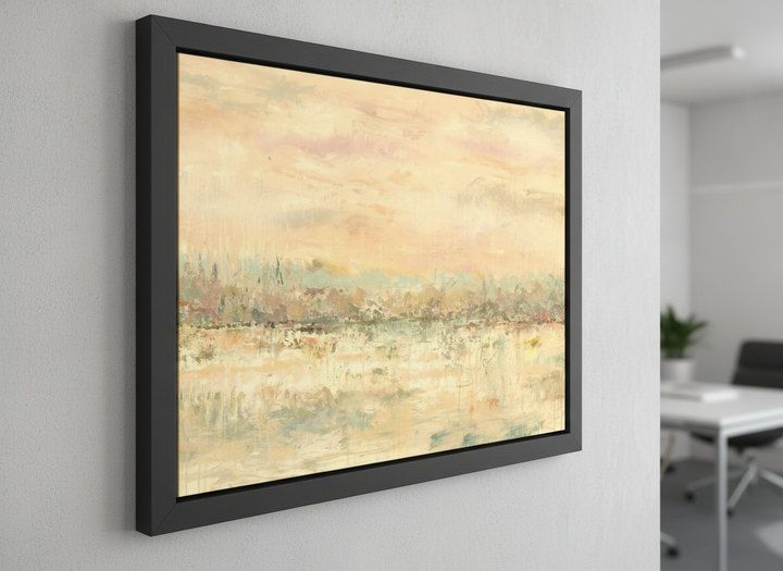 Contemporary wall art featured in a bright modern office workspace