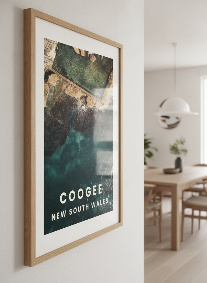 Wall art styled above a dining table in a contemporary home