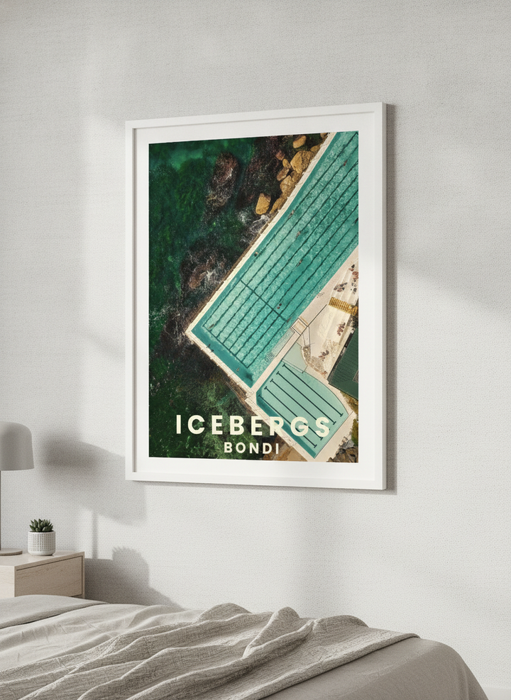 Minimalist artwork displayed in a calm, light-filled bedroom interior