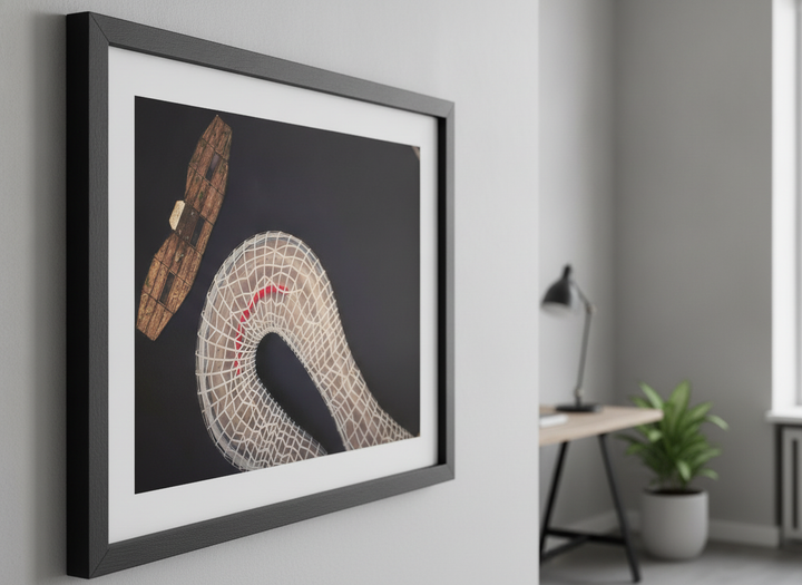 Contemporary wall art featured in a bright modern office workspace