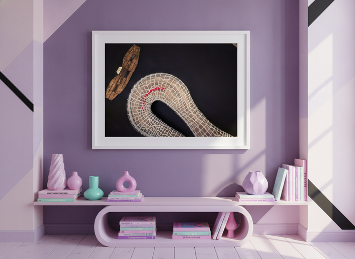 Bold wall art styled in a colourful, eclectic modern home