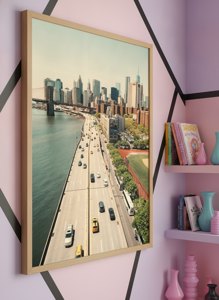 Bold wall art styled in a colourful, eclectic modern home