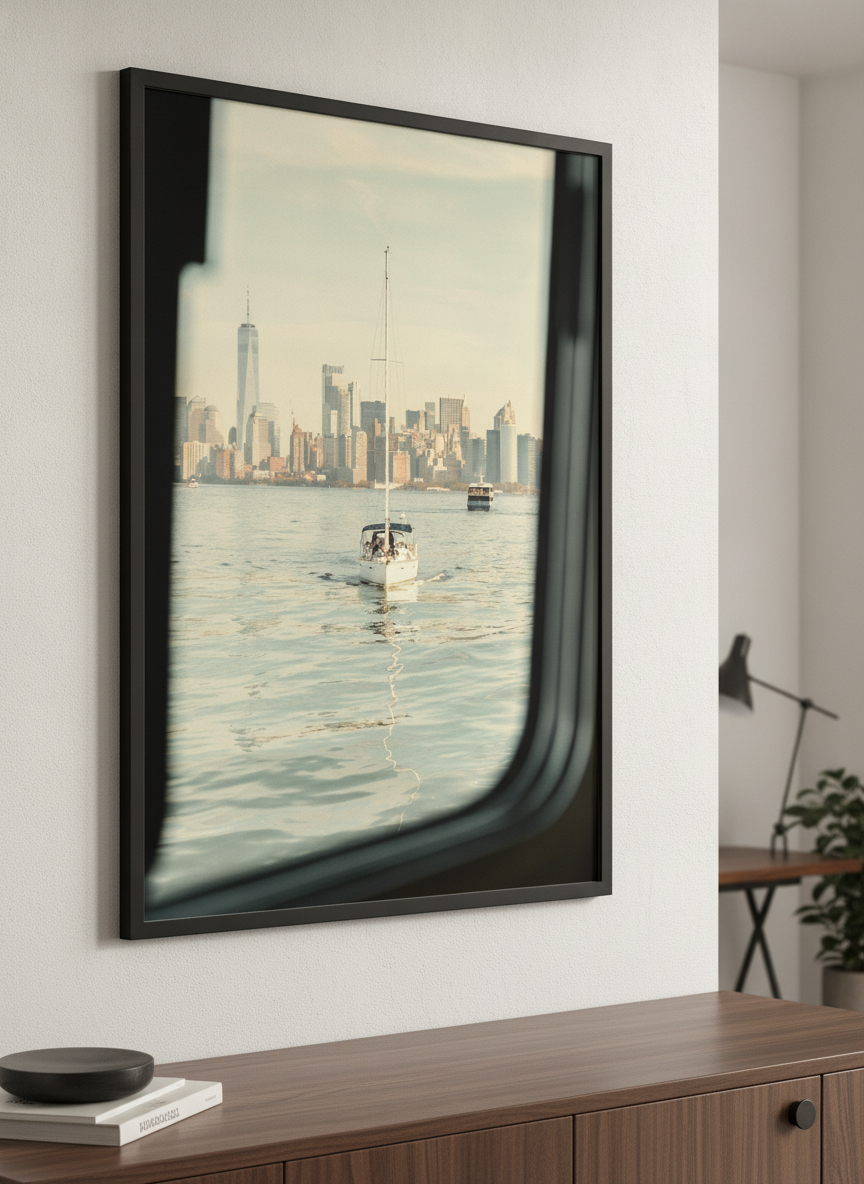 Contemporary wall art featured in a bright modern office workspace