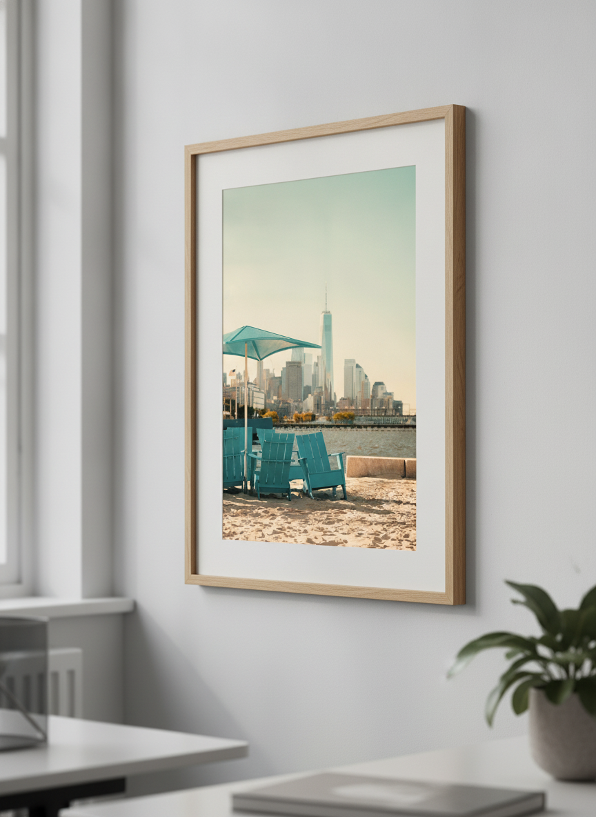 Contemporary wall art featured in a bright modern office workspace
