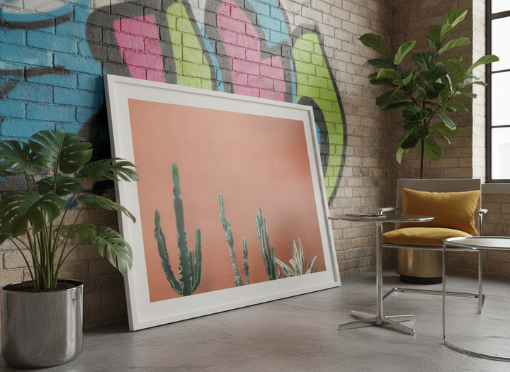 Bold wall art styled in a colourful, eclectic modern home