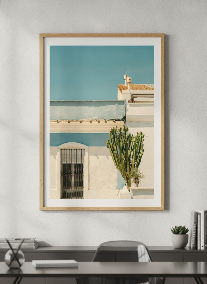 Contemporary wall art featured in a bright modern office workspace