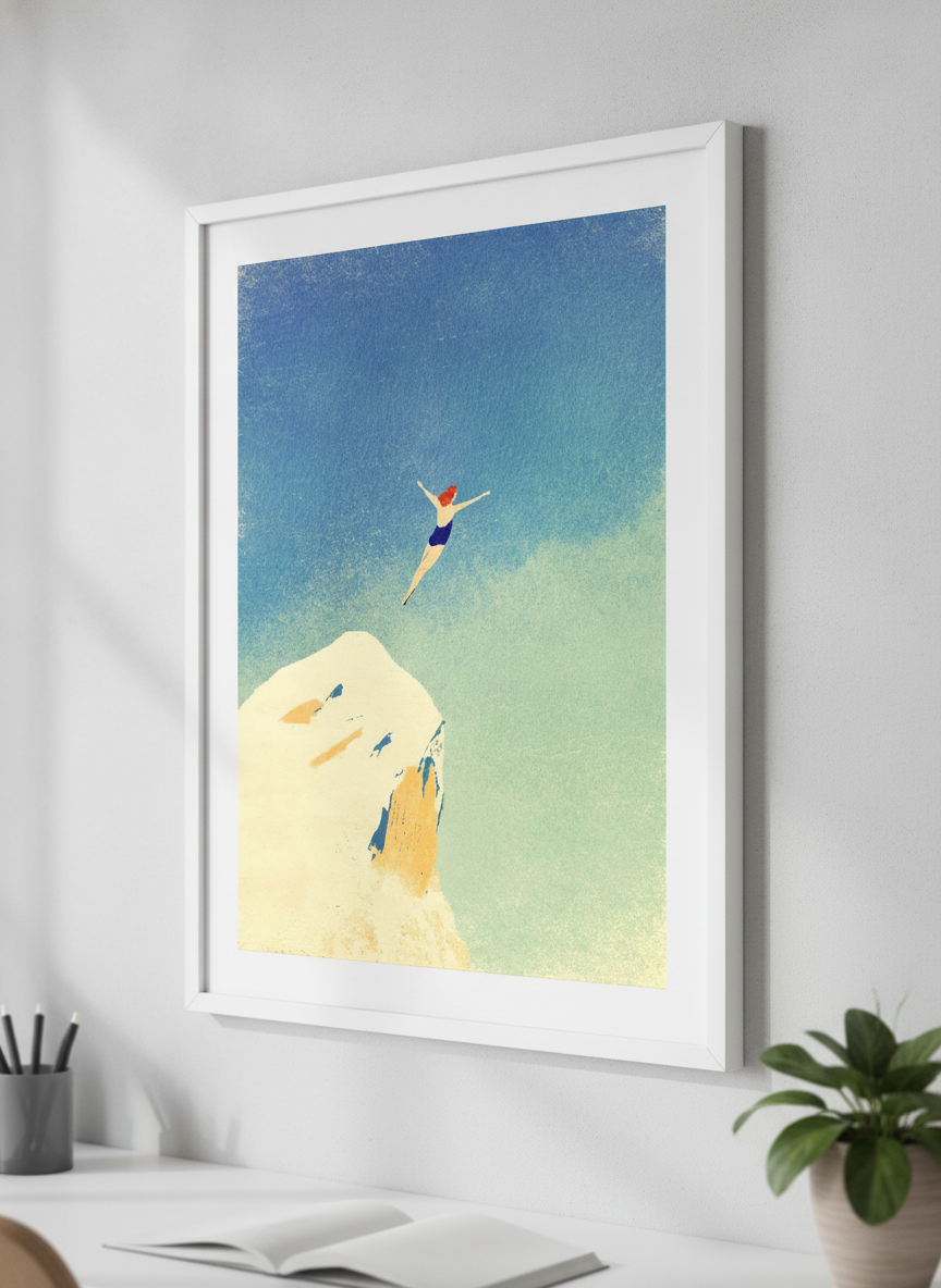 Contemporary wall art featured in a bright modern office workspace