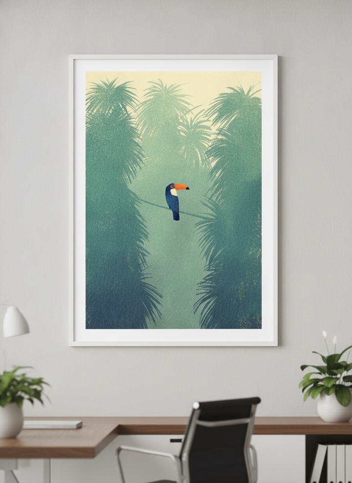 Contemporary wall art featured in a bright modern office workspace