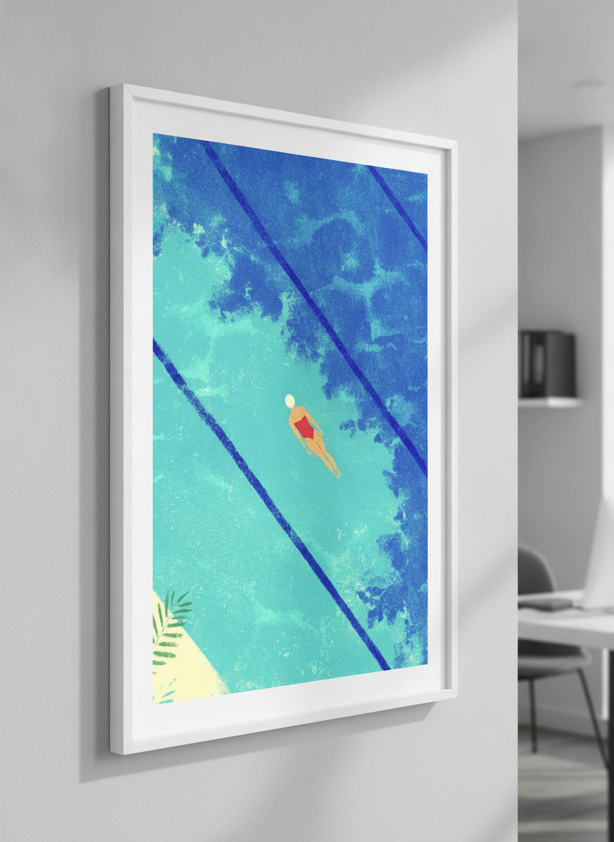 Contemporary wall art featured in a bright modern office workspace