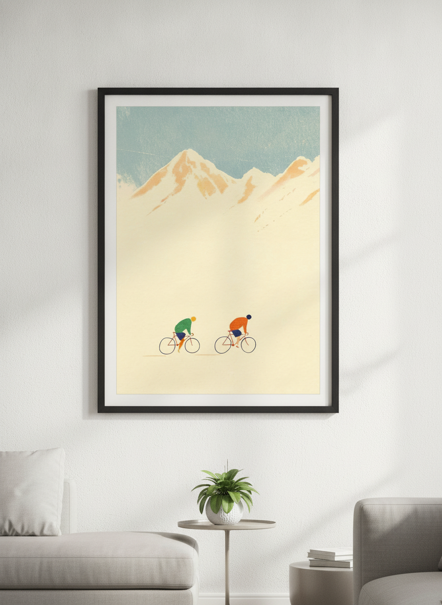 Modern wall art styled above a sofa in a neutral living room