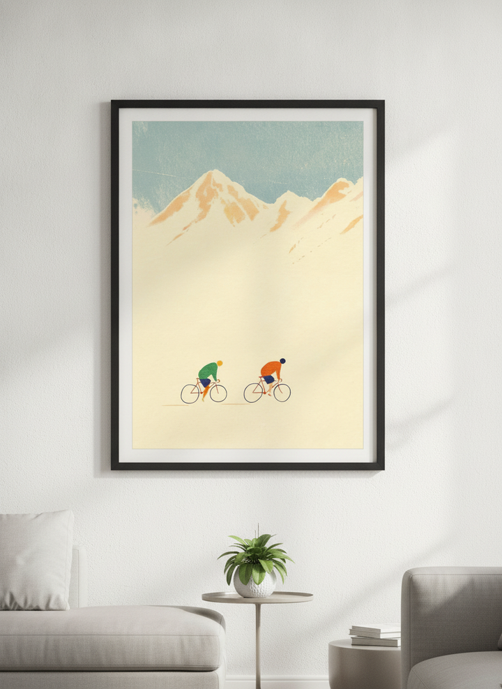 Modern wall art styled above a sofa in a neutral living room