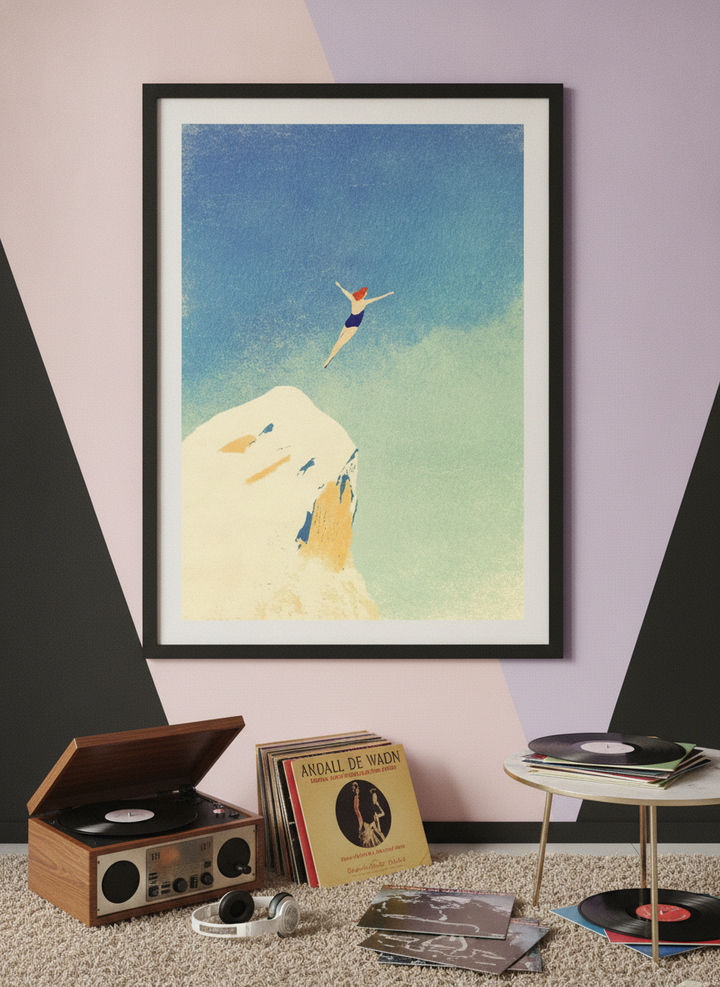 Bold wall art styled in a colourful, eclectic modern home