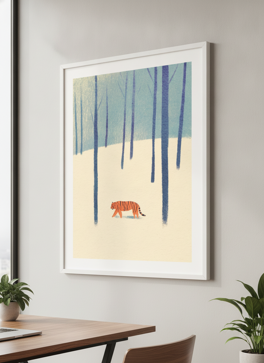 Contemporary wall art featured in a bright modern office workspace