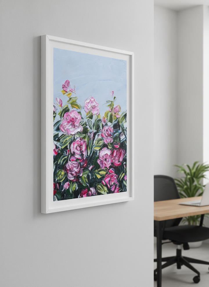 Contemporary wall art featured in a bright modern office workspace