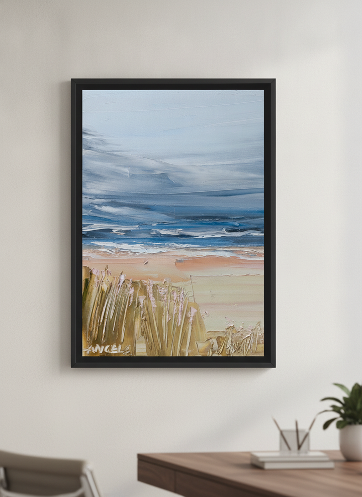 Contemporary wall art featured in a bright modern office workspace
