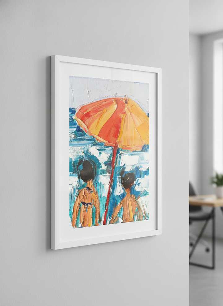 Contemporary wall art featured in a bright modern office workspace