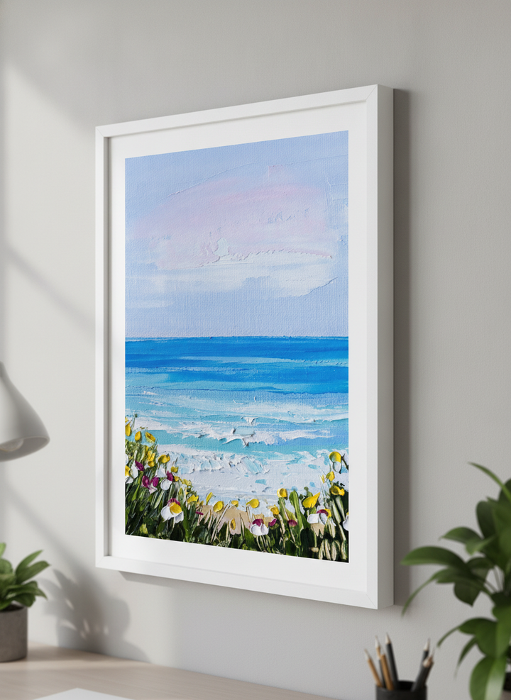 Contemporary wall art featured in a bright modern office workspace