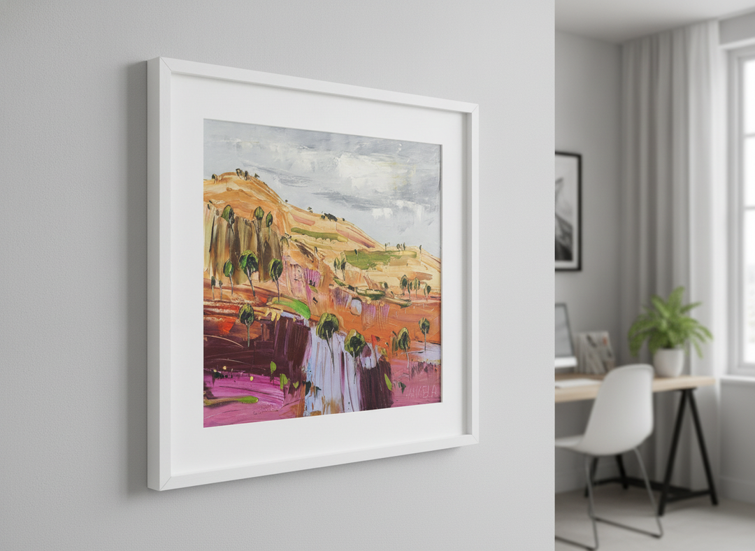 Contemporary wall art featured in a bright modern office workspace